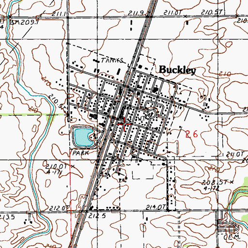 Topographic Map of Buckley Fire Protection District - Buckley Ambulance Service, IL