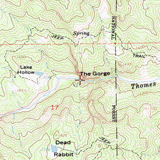Topographic Map of The Gorge, CA