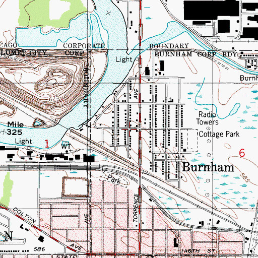 Topographic Map of Burnham Fire Department, IL