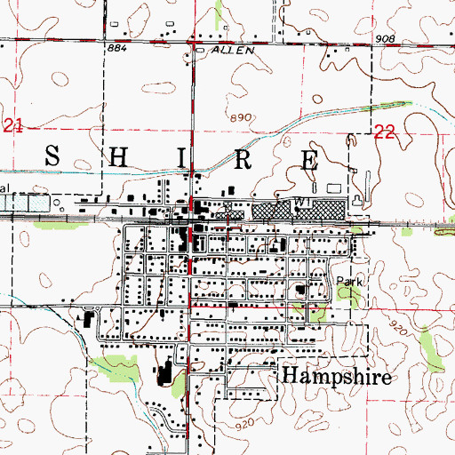 Topographic Map of Hampshire Fire Protection District, IL