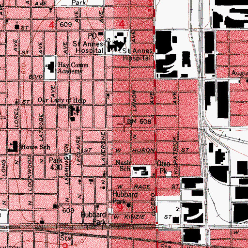 Topographic Map of Chicago Fire Department District 4 Station 117, IL