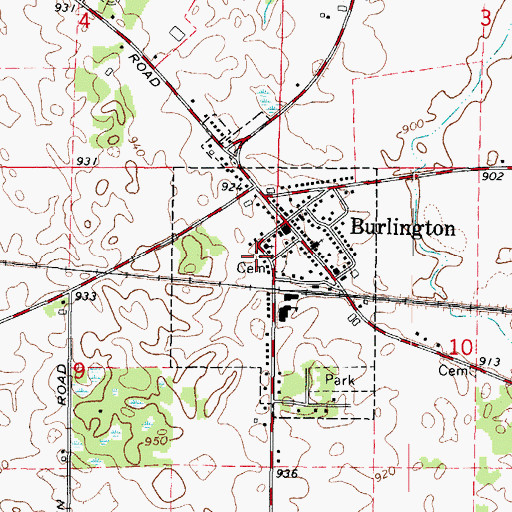 Topographic Map of Burlington Community Fire Protection District, IL