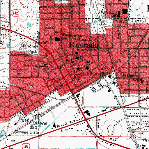 Topographic Map of Eldorado Fire Department, IL