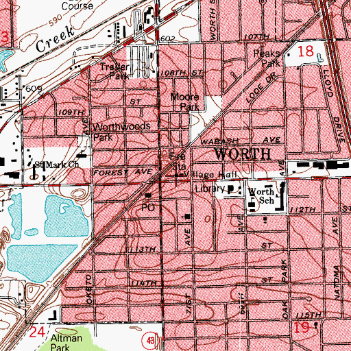 Topographic Map of North Palos Fire Protection District Station 3, IL