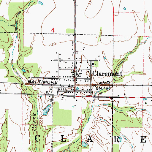 Topographic Map of Claremont - Bonpas Fire Protection District Station 1, IL