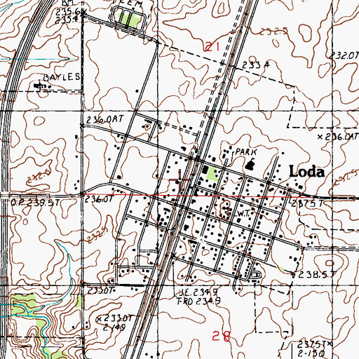 Topographic Map of Loda Fire Protection District, IL
