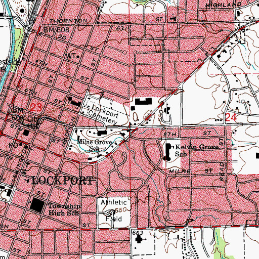 Topographic Map of Lockport Township Fire Protection District Station 1, IL