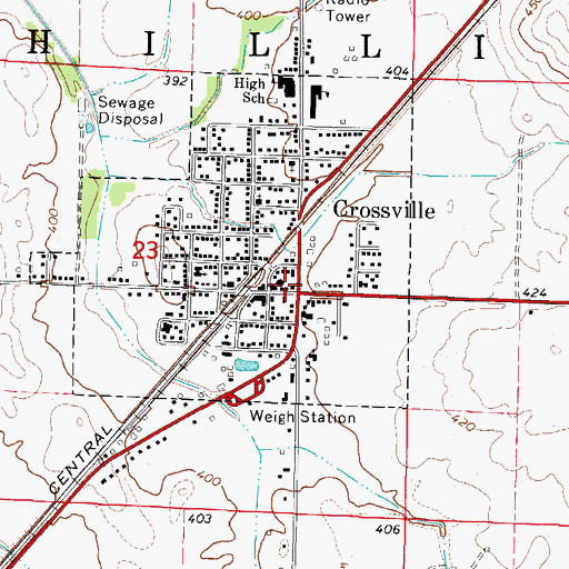 Topographic Map of Crossville Volunteer Fire Department, IL
