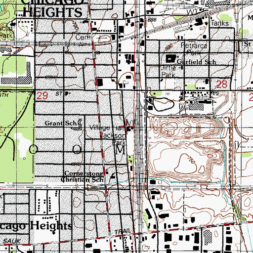 Topographic Map of South Chicago Heights Fire Department, IL