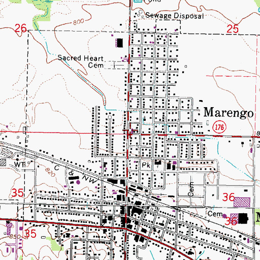 Topographic Map of Marengo Rescue Squad Station 2, IL