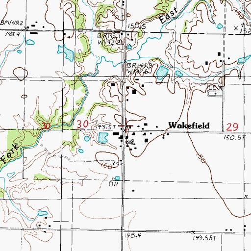 Topographic Map of Noble - Wakefield Fire Protection District Wakefield Station, IL