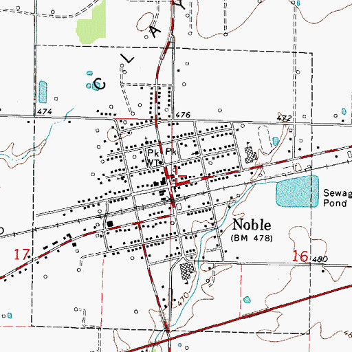 Topographic Map of Noble Wakefield Fire Protection District, IL