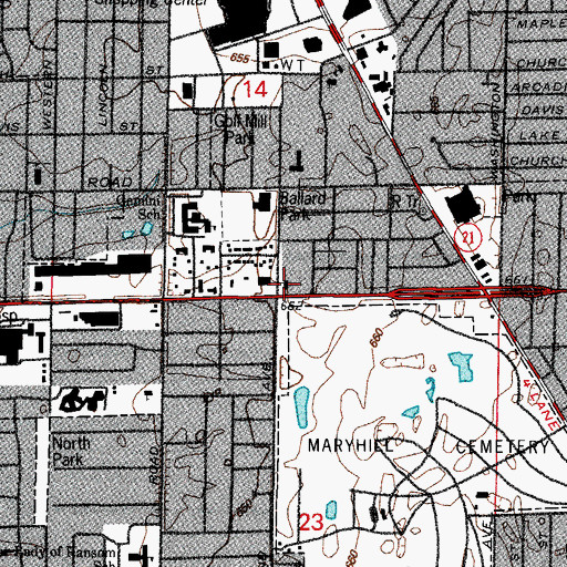 Topographic Map of Niles Fire Department - Station 2, IL