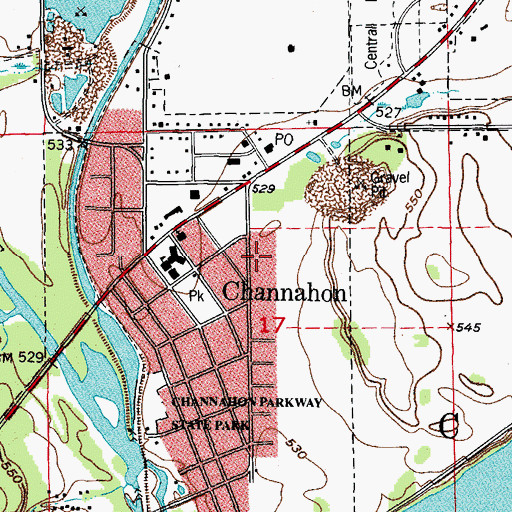 Topographic Map of Channahon Fire Protection District Station 1, IL