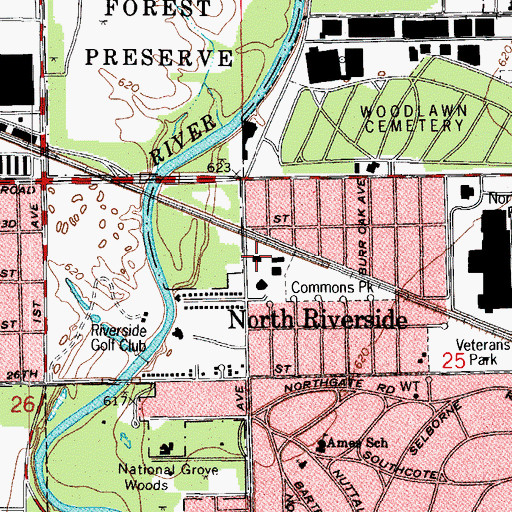 Topographic Map of North Riverside Fire Department, IL