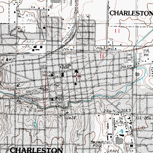 Topographic Map of Charleston Fire Chief, IL