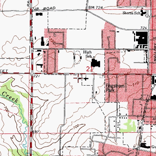 Topographic Map of Batavia Fire Department Station 2, IL