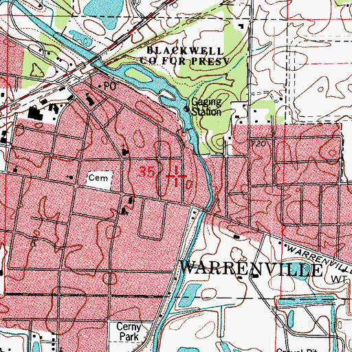 Topographic Map of Warrenville Fire Protection District Station 1, IL