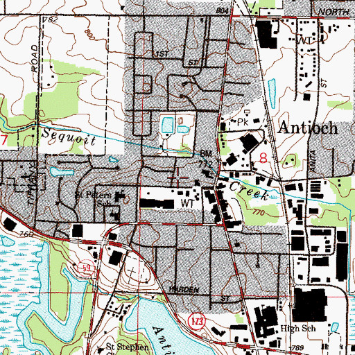 Topographic Map of Antioch Fire Department Station 1, IL