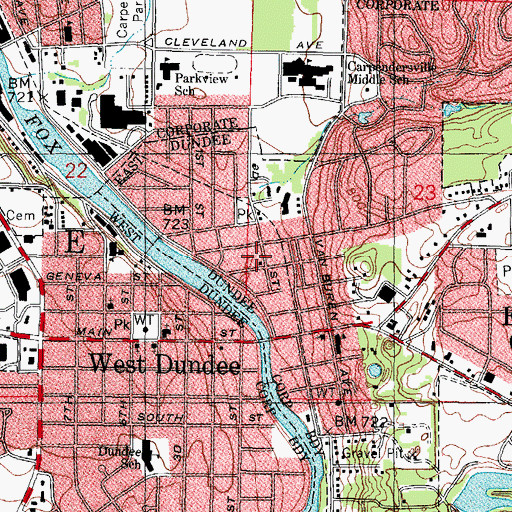 Topographic Map of East Dundee and Countryside Fire Protection District Station 1, IL