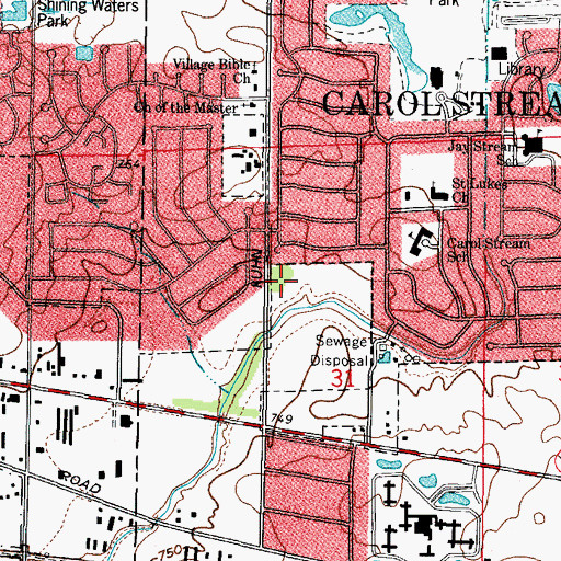 Topographic Map of Carol Stream Fire District Station 28, IL