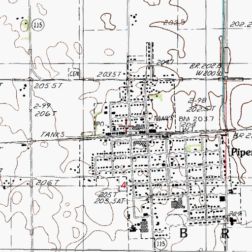 Topographic Map of Piper City Fire Department, IL