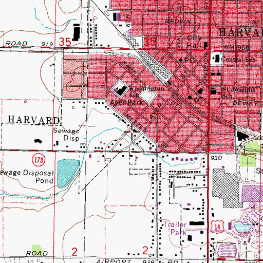 Topographic Map of Harvard Fire Protection District, IL