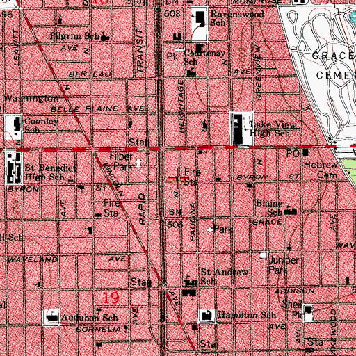 Topographic Map of Chicago Fire Department, IL