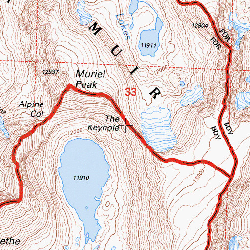 Topographic Map of The Keyhole, CA