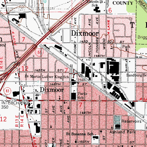 Topographic Map of Dixmoor Fire Department, IL