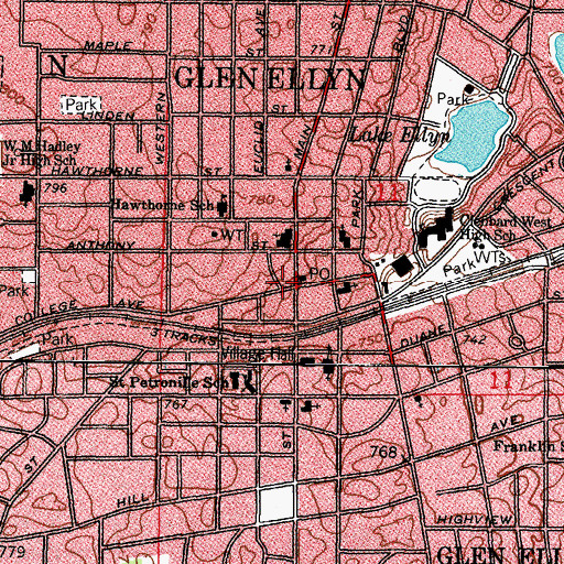 Topographic Map of Glen Ellyn Volunteer Fire Company Station 1, IL