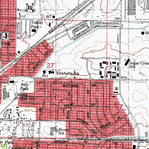 Topographic Map of Normal Fire Department Headquarters Fire Station, IL