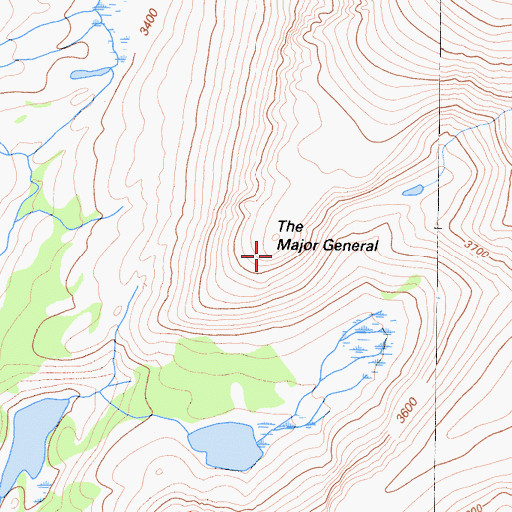 Topographic Map of The Major General, CA