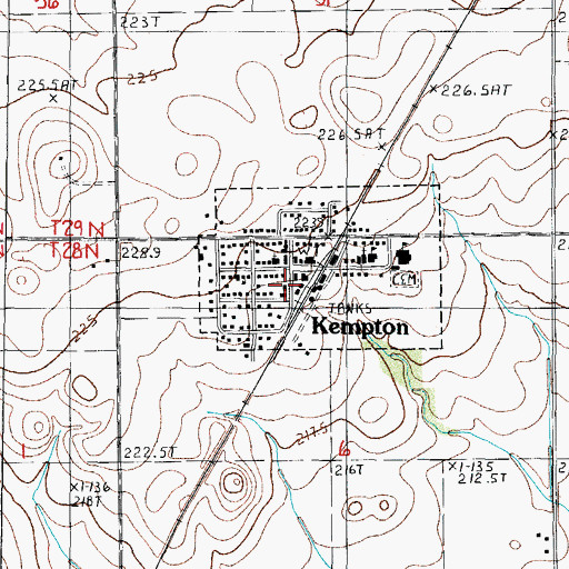Topographic Map of Kempton Fire Protection District, IL