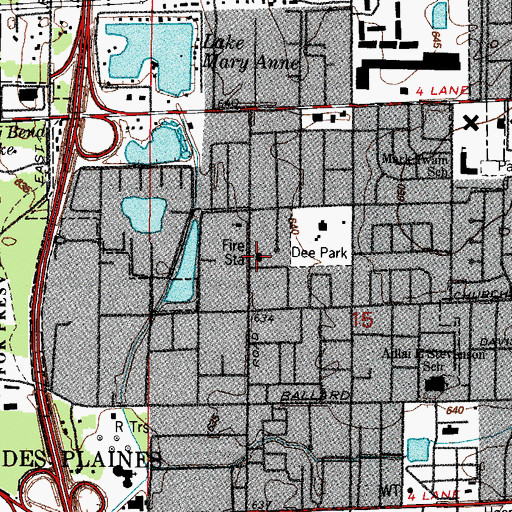Topographic Map of North Maine Fire Protection District, IL