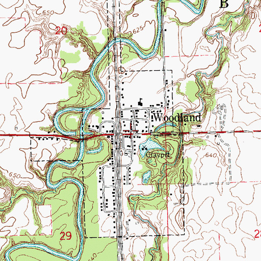 Topographic Map of Woodland Fire Protection District, IL
