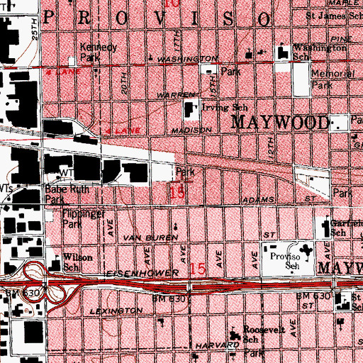 Topographic Map of Maywood Fire Department Station 2, IL