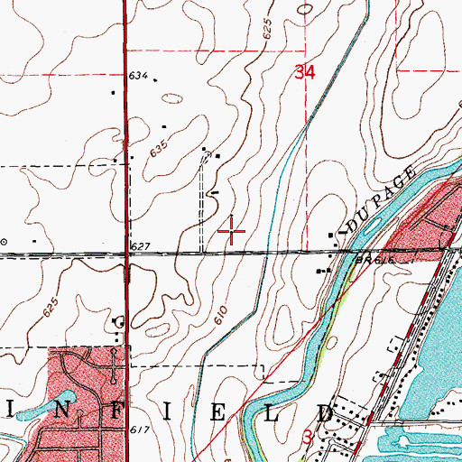 Topographic Map of Plainfield Fire Protection District Headquarters, IL