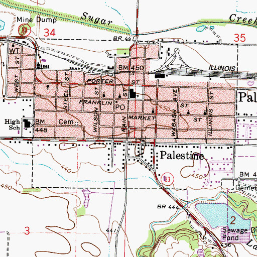 Topographic Map of Lamotte Township Fire Protection District, IL