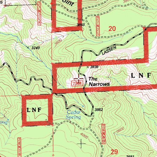 Topographic Map of The Narrows, CA