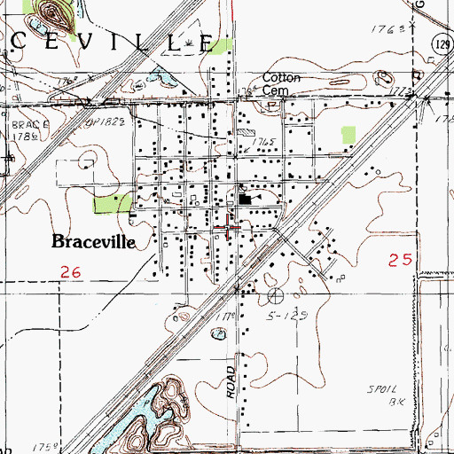 Topographic Map of Braceville Fire Department, IL