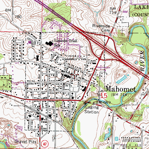 Topographic Map of Cornbelt Fire Protection District, IL