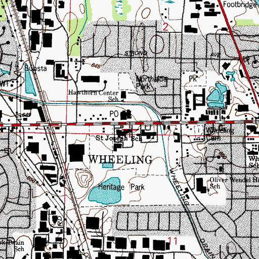 Topographic Map of Wheeling Fire Department - Station 42, IL