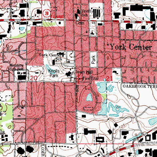 Topographic Map of York Center Fire Protection District, IL
