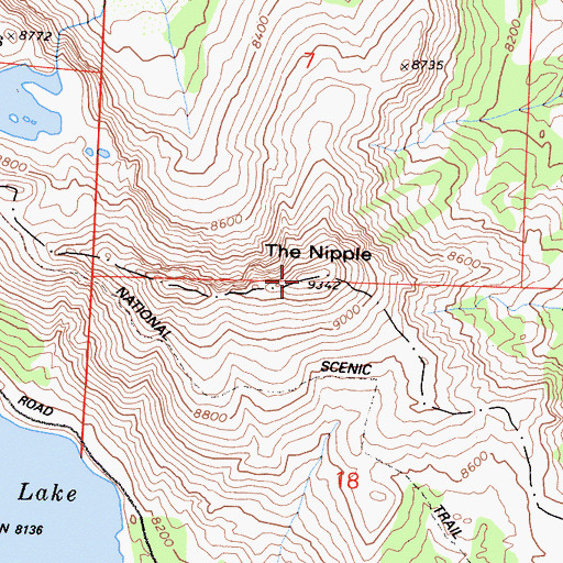 Topographic Map of The Nipple, CA