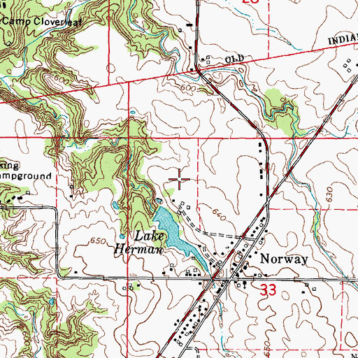 Topographic Map of Serena Fire Protection District Norway Station, IL
