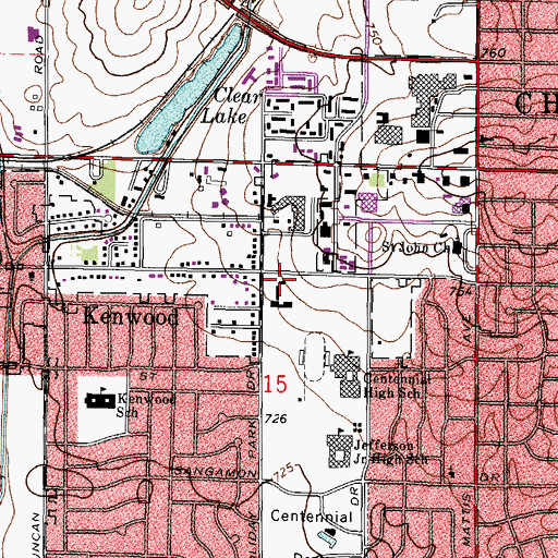 Topographic Map of Champaign Fire Department Station 4, IL
