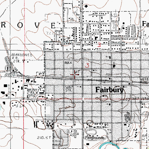 Topographic Map of Fairbury Fire Department, IL