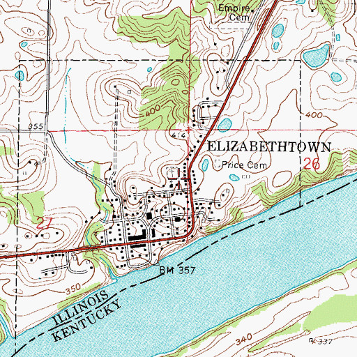 Topographic Map of Elizabethtown Fire Department, IL