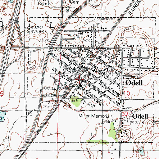 Topographic Map of Odell Fire Protection District, IL